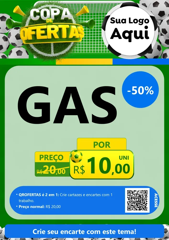 Modelo de Cartaz para Cartaz A4 Vertical com o tema Copa De Ofertas para Água e gás