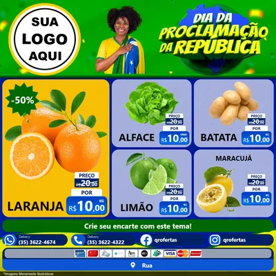 Modelo de Rede Social para Feed Facebook com o tema Dia Da Proclamação Da República para Hortifrúti