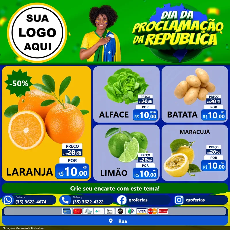 Modelo de Rede Social para Feed Facebook com o tema Dia Da Proclamação Da República para Hortifrúti