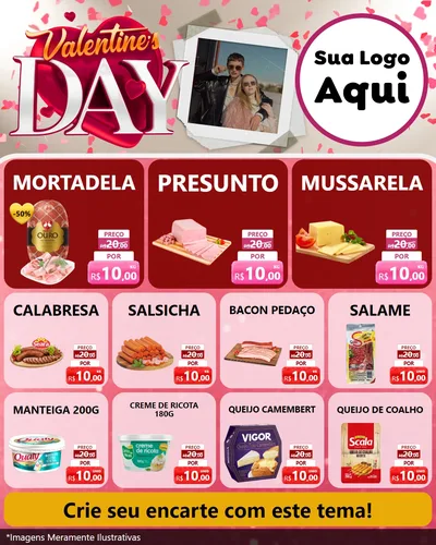 Modelo de Rede Social para Feed Instagram com o tema Valentine's Day para Frios e Laticínios