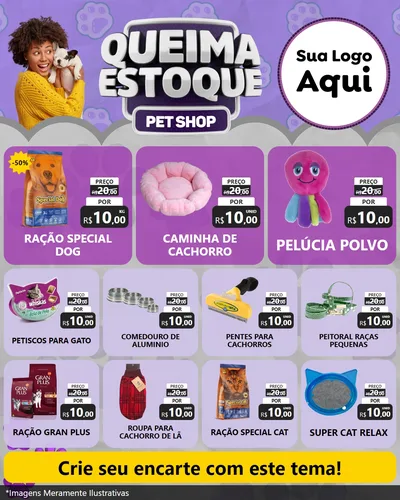 Modelo de Rede Social para Feed Instagram com o tema Queima Estoque - Pet Shop para Pet Shop