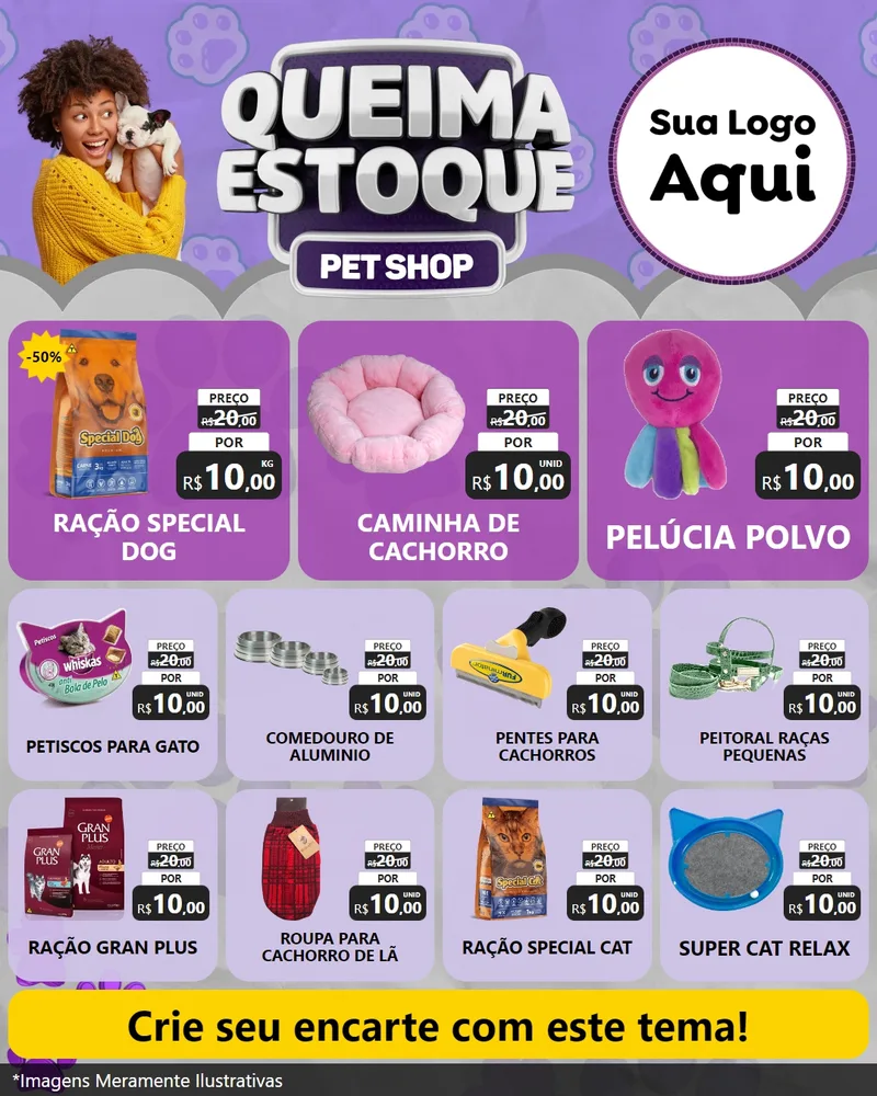 Modelo de Rede Social para Feed Instagram com o tema Queima Estoque - Pet Shop para Pet Shop