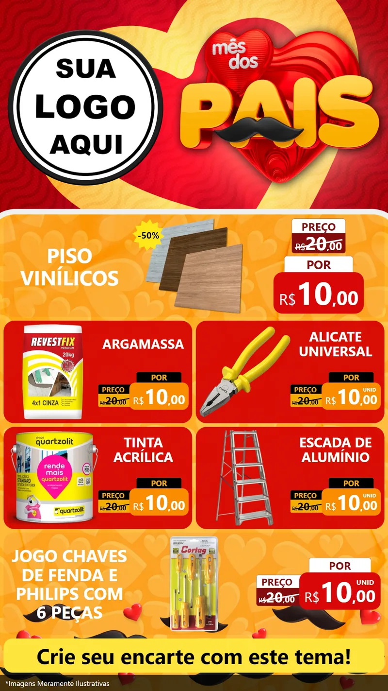 Modelo de TV para TV Vertical com o tema Mês Dos Pais para Material para Construção