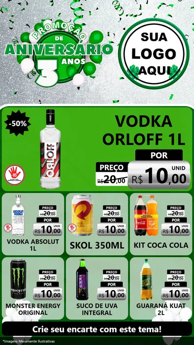 Modelo de Rede Social para Stories com o tema Promoção de Aniversário - 3 Anos para Distribuidora de bebidas