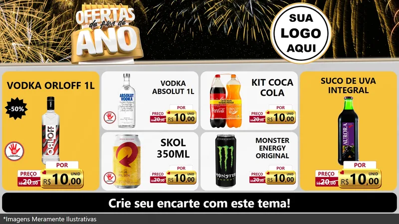 Modelo de TV para TV Horizontal com o tema Ofertas de Fim de Ano para Distribuidora de bebidas