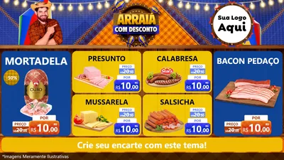 Modelo de TV para TV Horizontal com o tema Arraiá Com Desconto para Frios e Laticínios