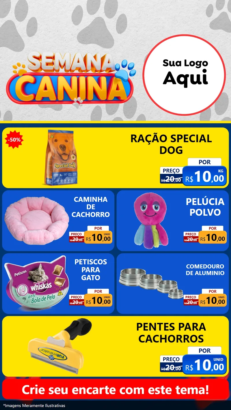 Modelo de TV para TV Vertical com o tema Semana Canina para Pet Shop