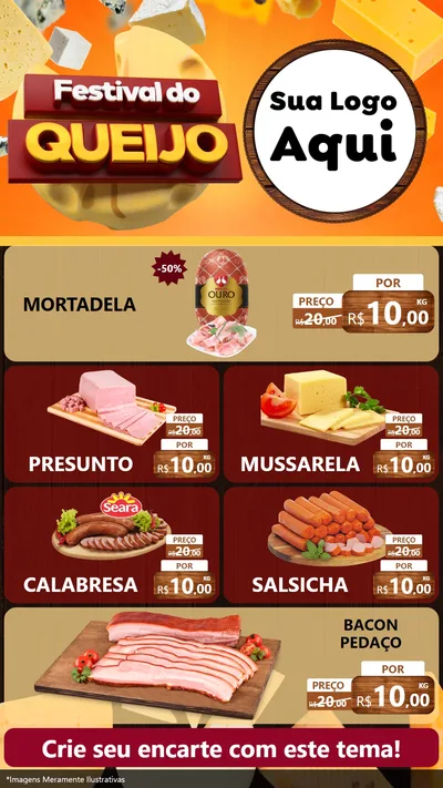 Modelo de TV para TV Vertical com o tema Festival do Queijo para Frios e Laticínios
