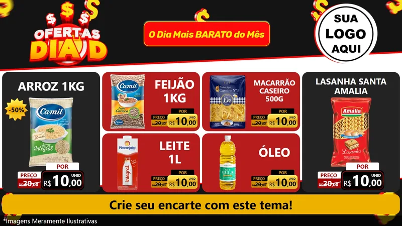 Modelo de TV para TV Horizontal com o tema Ofertas Dia D para Supermercado