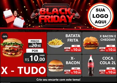 Modelo de Encarte para Encarte A4 Horizontal com o tema Black Friday para Hamburgueria