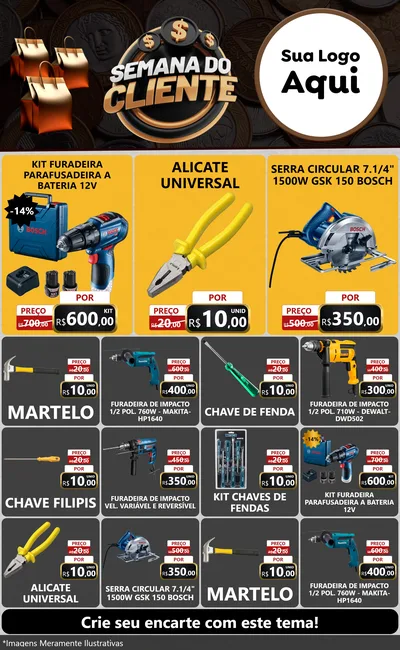 Modelo de Encarte para Encarte Grande com o tema Semana do Cliente para Maquinas e Ferramentas