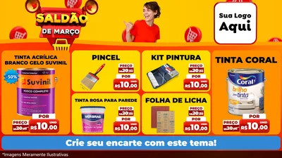 Modelo de TV para TV Horizontal com o tema Saldão de Março para Tintas e Ferramentas