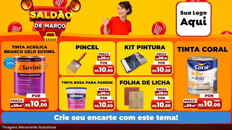 Modelo de TV para TV Horizontal com o tema Saldão de Março para Tintas e Ferramentas