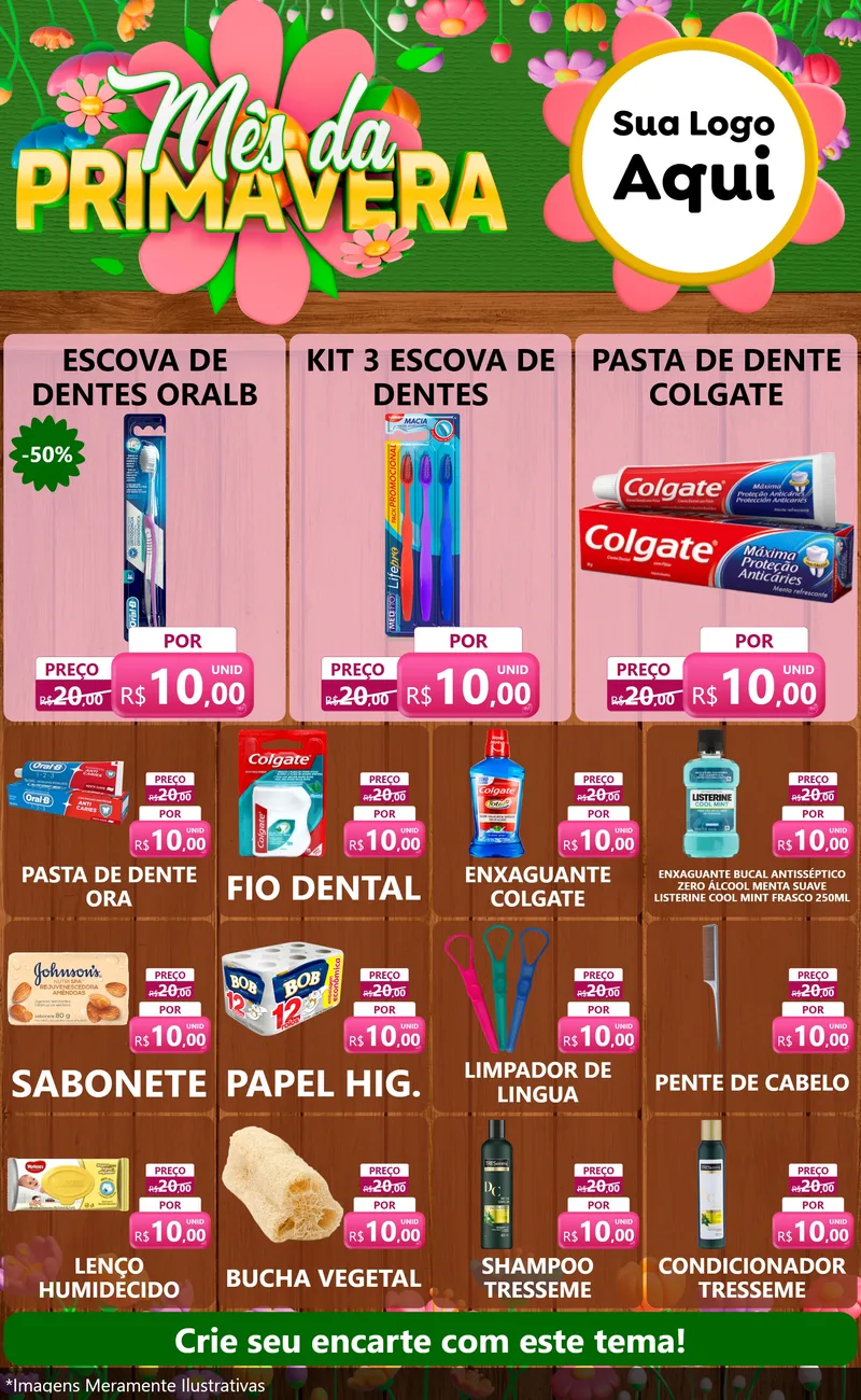 Modelo de Encarte para Encarte Grande com o tema Mês da Primavera para Higiene Pessoal