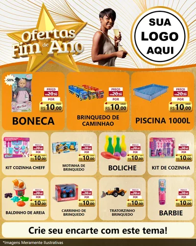 Modelo de Rede Social para Feed Instagram com o tema Ofertas Fim de Ano para Brinquedos