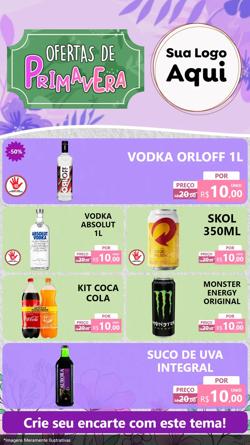 Modelo de TV para TV Vertical com o tema Ofertas de Primavera para Distribuidora de bebidas