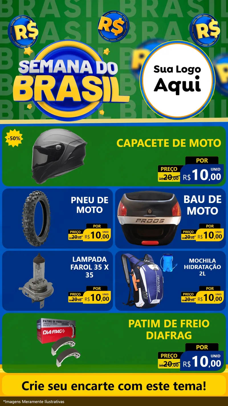 Modelo de TV para TV Vertical com o tema Semana Do Brasil para Moto peças