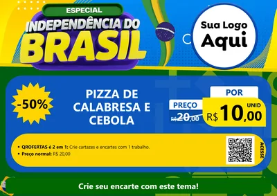 Modelo de Cartaz para Cartaz A4 Horizontal com o tema Especial Independência do Brasil para Pizzaria