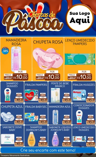 Modelo de Encarte para Encarte Grande com o tema Ofertas de Páscoa para Bebês