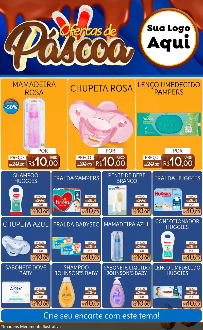 Modelo de Encarte para Encarte Grande com o tema Ofertas de Páscoa para Bebês