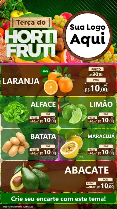 Modelo de TV para TV Vertical com o tema Terça do Hortifrúti para Hortifrúti