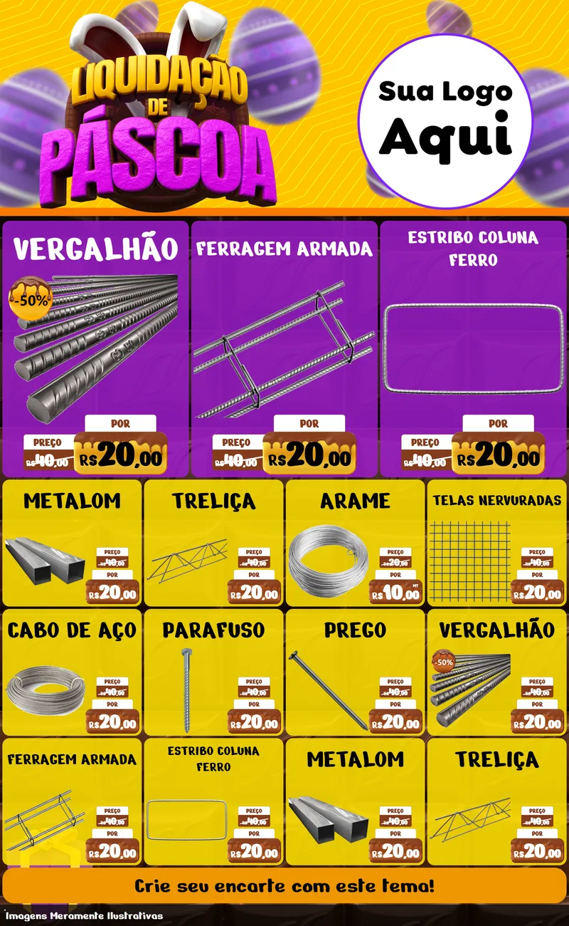 Modelo de Encarte para Encarte Grande com o tema Liquidação de Páscoa para Ferragens
