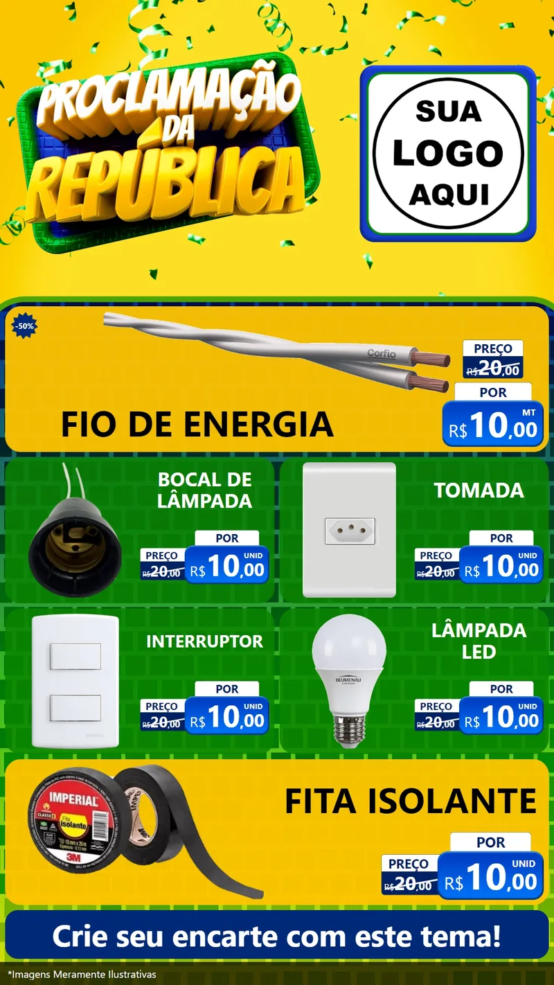 Modelo de TV para TV Vertical com o tema Proclamação da República para Materiais Elétricos