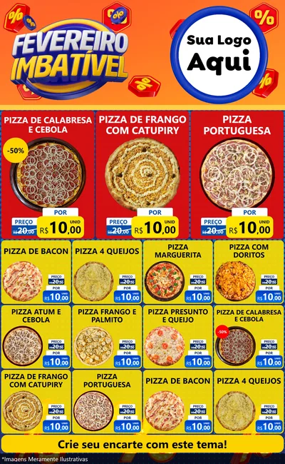Modelo de Encarte para Encarte Grande com o tema Fevereiro Imbatível para Pizzaria