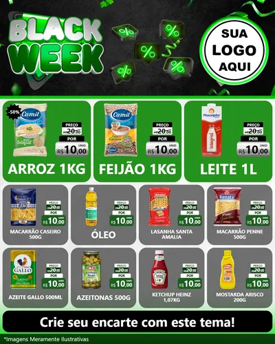 Modelo de Rede Social para Feed Instagram com o tema Black Week para Supermercado