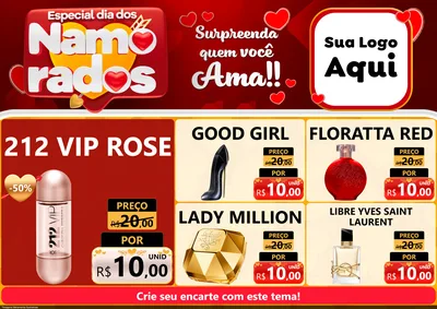 Modelo de Encarte para Encarte A4 Horizontal com o tema Especial Dia dos Namorados para Perfumes