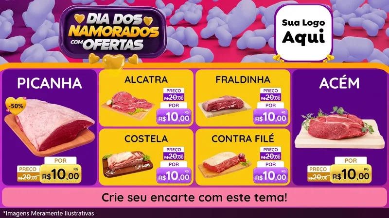 Modelo de TV para TV Horizontal com o tema Dia Dos Namorados Com Ofertas para Açougue