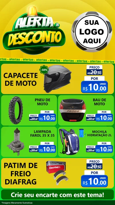 Modelo de TV para TV Vertical com o tema Alerta de Desconto para Moto peças