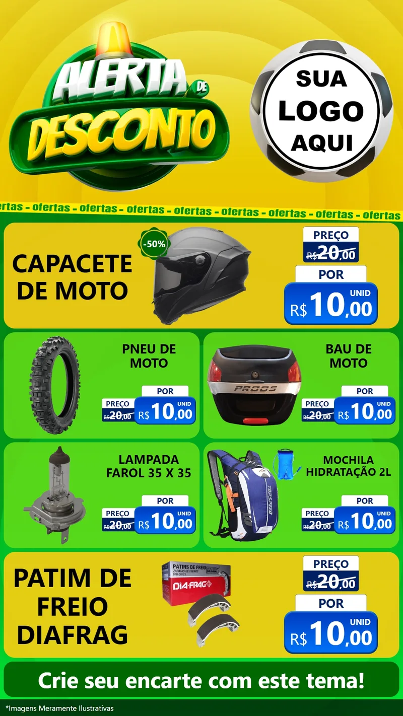 Modelo de TV para TV Vertical com o tema Alerta de Desconto para Moto peças