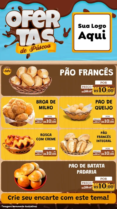 Modelo de TV para TV Vertical com o tema Ofertas de Páscoa para Padaria