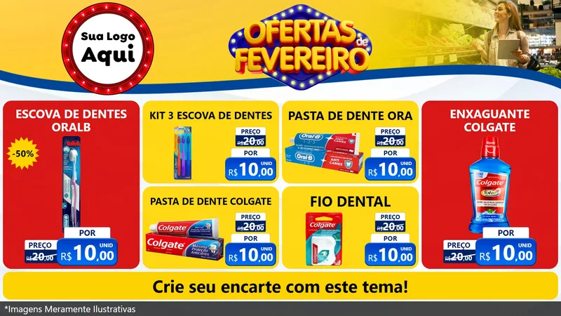 Modelo de TV para TV Horizontal com o tema Ofertas de Fevereiro para Higiene Pessoal