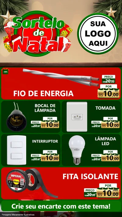 Modelo de TV para TV Vertical com o tema Sorteio de Natal para Materiais Elétricos