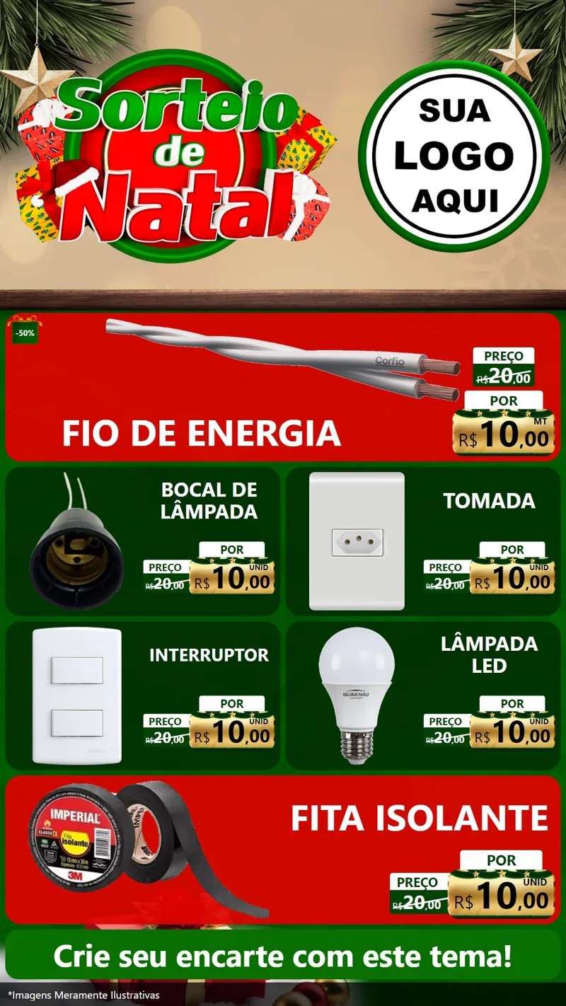 Modelo de TV para TV Vertical com o tema Sorteio de Natal para Materiais Elétricos