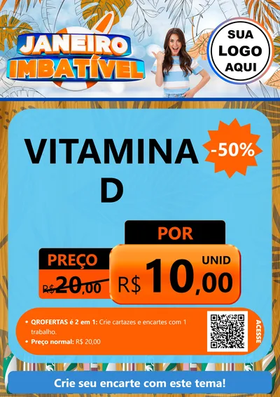 Modelo de Cartaz para Cartaz A4 Vertical com o tema Janeiro Imbatível para Farmácia