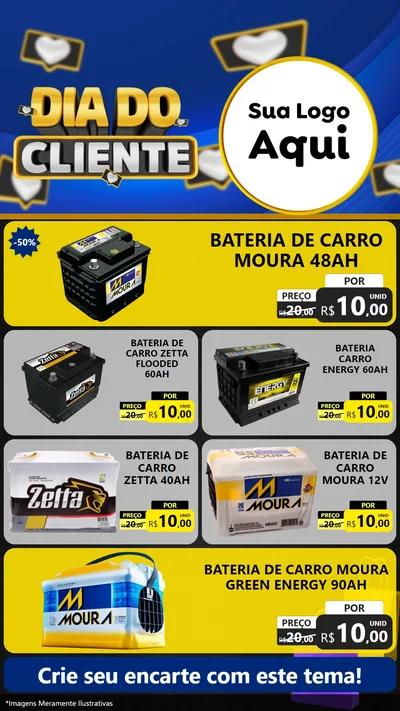 Modelo de TV para TV Vertical com o tema Dia Do Cliente para Baterias Elétricas