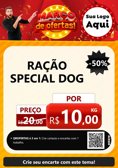 Modelo de Cartaz para Cartaz A4 Vertical com o tema Março de Ofertas! para Pet Shop