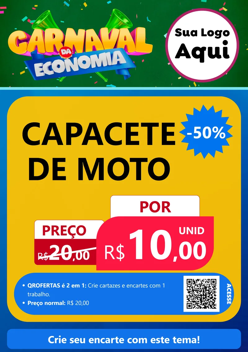 Modelo de Cartaz para Cartaz A4 Vertical com o tema Carnaval da Economia para Moto peças