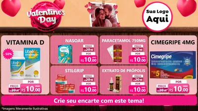 Modelo de TV para TV Horizontal com o tema Valentine's Day para Farmácia