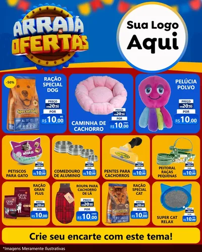 Modelo de Rede Social para Feed Instagram com o tema Arraiá de Ofertas - Junina para Pet Shop