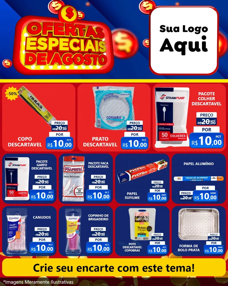 Modelo de Rede Social para Feed Instagram com o tema Ofertas Especiais de Agosto para Embalagens