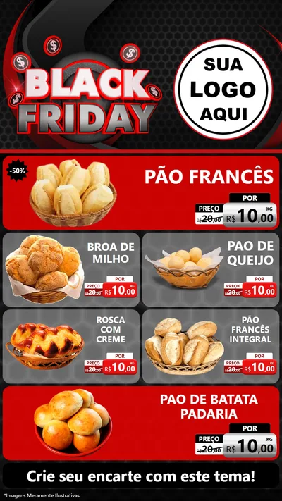 Modelo de TV para TV Vertical com o tema Black Friday para Padaria