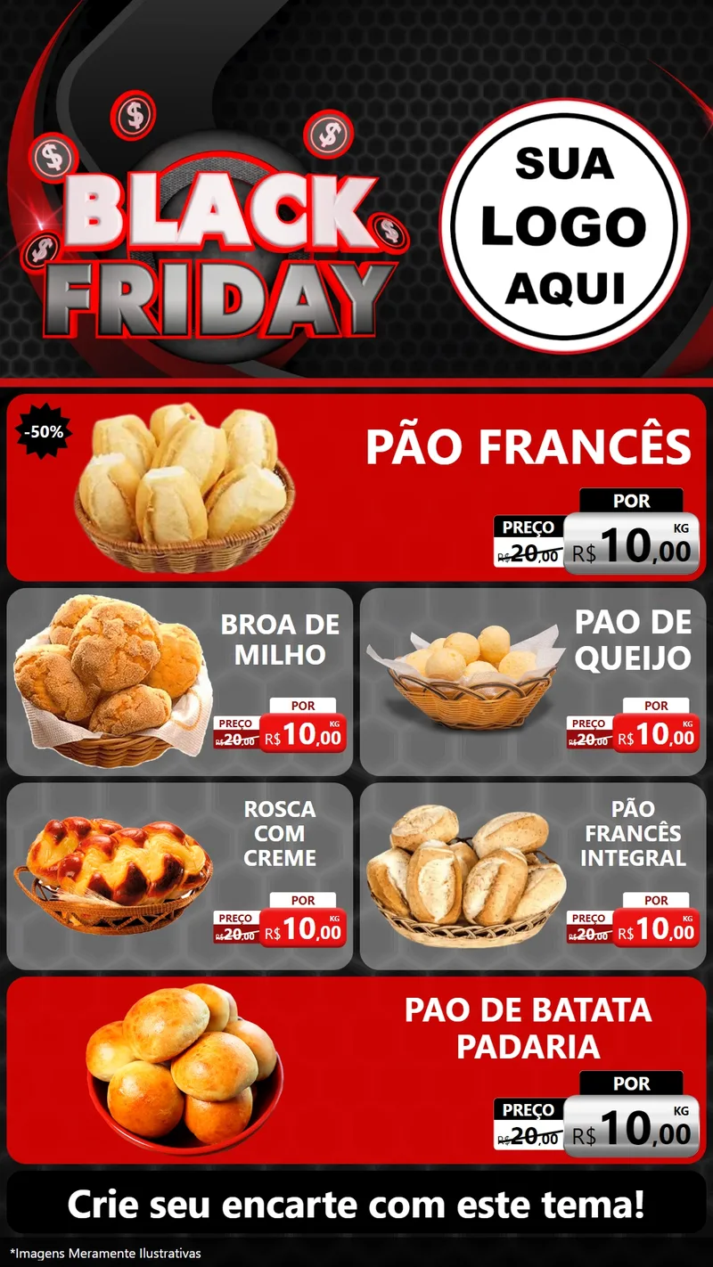 Modelo de TV para TV Vertical com o tema Black Friday para Padaria