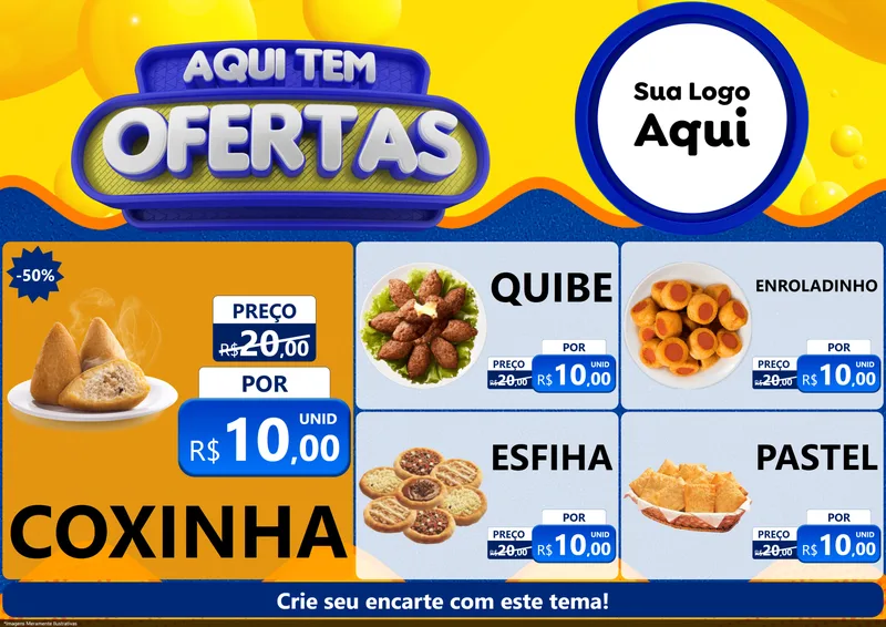 Modelo de Encarte para Encarte A4 Horizontal com o tema Aqui Tem Ofertas para Salgadaria
