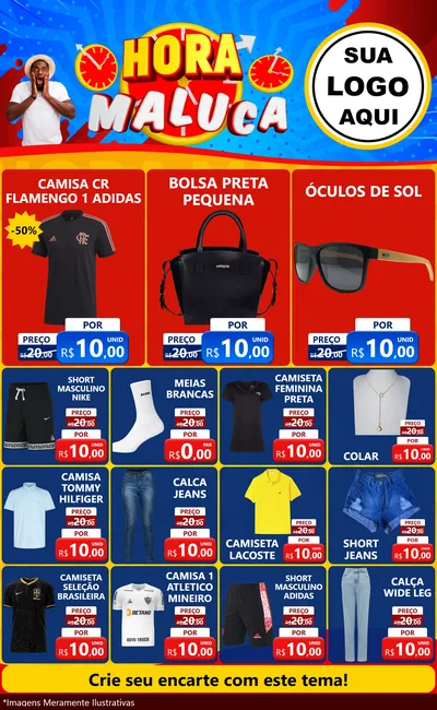 Modelo de Encarte para Encarte Grande com o tema Hora Maluca para Roupas e acessórios