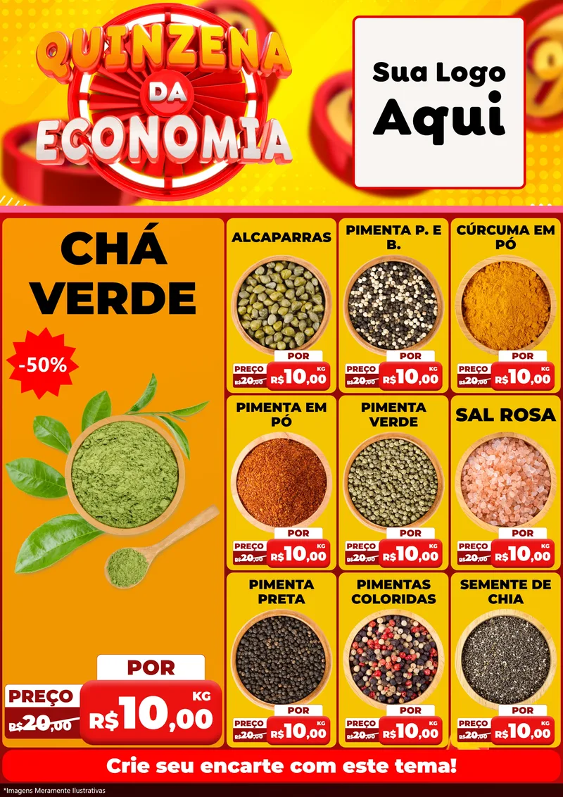 Modelo de Encarte para Encarte A4 Vertical com o tema Quinzena Da Economia para Produtos Naturais