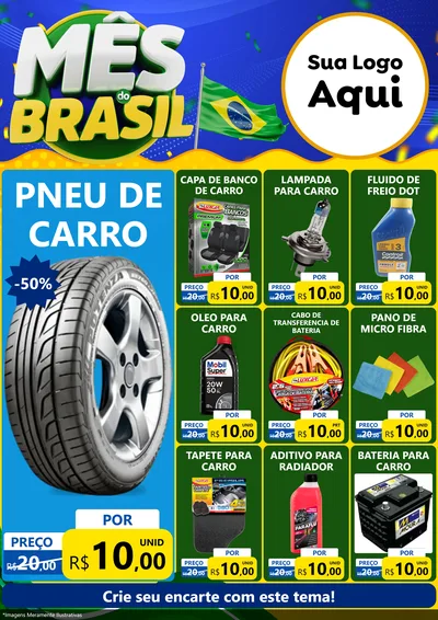 Modelo de Encarte para Encarte A4 Vertical com o tema Mês do Brasil para Auto peças